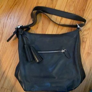 Coach patina black leather bag with gunmetal